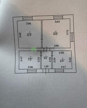 Дом 43м², 1-этажный, участок 2 сот.  