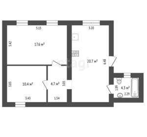 Дом 58м², 1-этажный, участок 12 сот.  