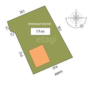Дом 55м&sup2;, 1-этажный, участок 0 сот.  