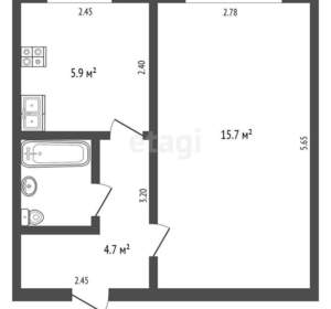 1-к квартира, вторичка, 29м2, 2/6 этаж