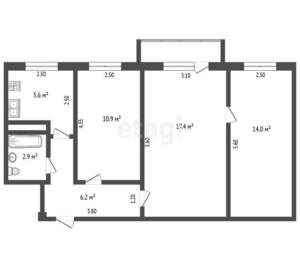 3-к квартира, вторичка, 57м2, 4/5 этаж