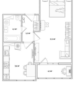 1-к квартира, сданный дом, 39м2, 15/18 этаж