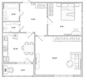 2-к квартира, сданный дом, 56м2, 10/18 этаж