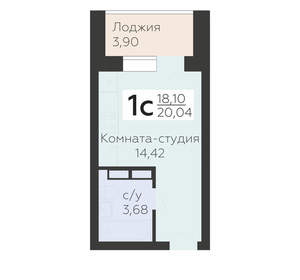 1-к квартира, вторичка, 20м2, 12/17 этаж