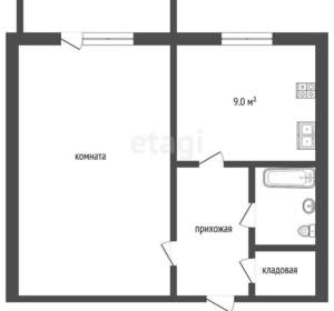 1-к квартира, вторичка, 38м2, 9/9 этаж