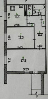 2-к квартира, вторичка, 53м2, 4/9 этаж