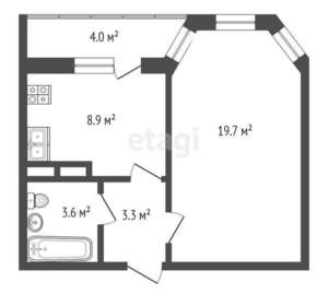 1-к квартира, вторичка, 36м2, 4/9 этаж