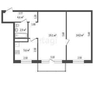 2-к квартира, вторичка, 46м2, 4/5 этаж