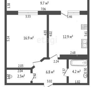 1-к квартира, вторичка, 43м2, 1/16 этаж