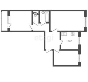 3-к квартира, вторичка, 66м2, 7/9 этаж