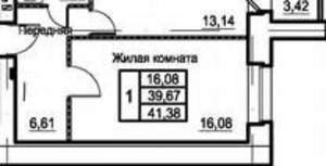 1-к квартира, сданный дом, 42м2, 6/16 этаж