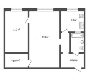 2-к квартира, вторичка, 44м2, 1/4 этаж