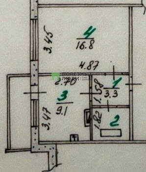 1-к квартира, вторичка, 33м2, 3/9 этаж