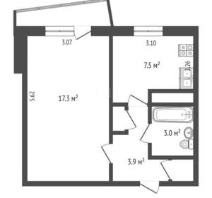 1-к квартира, вторичка, 33м2, 9/9 этаж