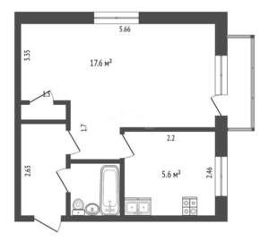 1-к квартира, вторичка, 30м2, 5/5 этаж