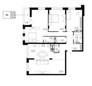 3-к квартира, вторичка, 128м2, 23/24 этаж