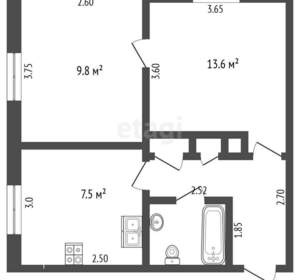 2-к квартира, вторичка, 41м2, 1/4 этаж