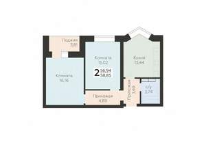 2-к квартира, вторичка, 59м2, 6/17 этаж