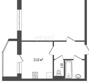 1-к квартира, вторичка, 42м2, 4/5 этаж