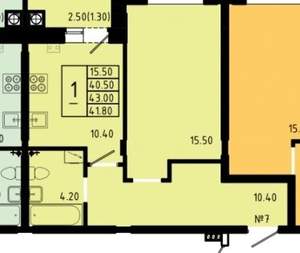 1-к квартира, вторичка, 41м2, 7/10 этаж