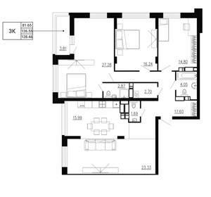 3-к квартира, вторичка, 128м2, 23/24 этаж
