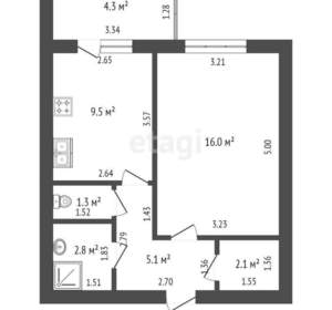 1-к квартира, вторичка, 37м2, 8/9 этаж