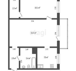 2-к квартира, вторичка, 43м2, 2/5 этаж