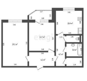 2-к квартира, вторичка, 61м2, 6/9 этаж