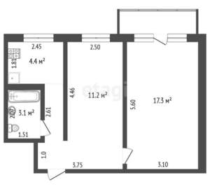 2-к квартира, вторичка, 42м2, 2/5 этаж