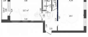 2-к квартира, вторичка, 51м2, 3/3 этаж