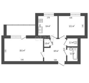 2-к квартира, вторичка, 54м2, 4/9 этаж