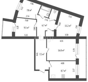 4-к квартира, вторичка, 73м2, 3/10 этаж