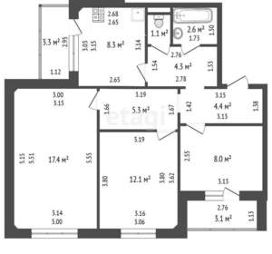 3-к квартира, вторичка, 64м2, 1/10 этаж