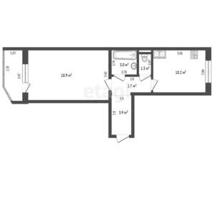 1-к квартира, вторичка, 40м2, 6/9 этаж