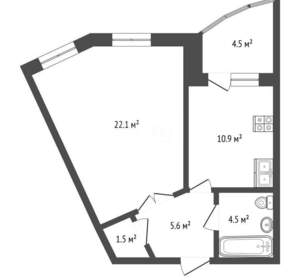 1-к квартира, вторичка, 45м2, 6/10 этаж