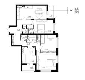 4-к квартира, вторичка, 111м2, 23/24 этаж