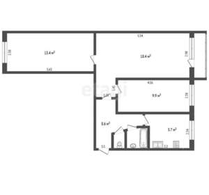 2-к квартира, вторичка, 43м2, 2/4 этаж