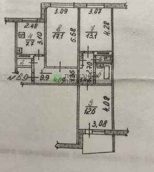 3-к квартира, вторичка, 66м2, 9/9 этаж