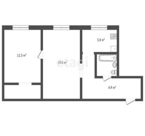 2-к квартира, вторичка, 43м2, 5/5 этаж