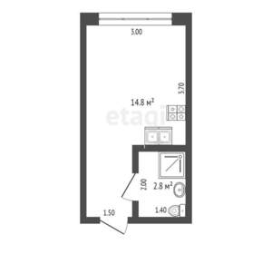 Студия квартира, вторичка, 18м2, 3/3 этаж