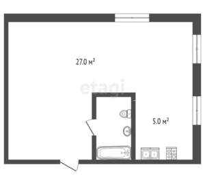 Студия квартира, вторичка, 32м2, 2/3 этаж