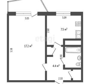 1-к квартира, вторичка, 33м2, 9/9 этаж