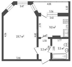 1-к квартира, вторичка, 36м2, 8/9 этаж