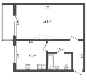 1-к квартира, вторичка, 30м2, 5/5 этаж