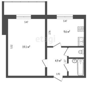 1-к квартира, вторичка, 37м2, 6/11 этаж