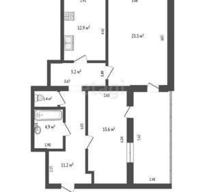 2-к квартира, вторичка, 82м2, 1/5 этаж
