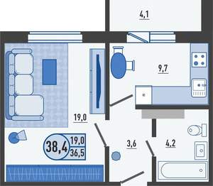 1-к квартира, вторичка, 39м2, 6/16 этаж