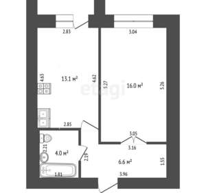 1-к квартира, вторичка, 41м2, 4/16 этаж