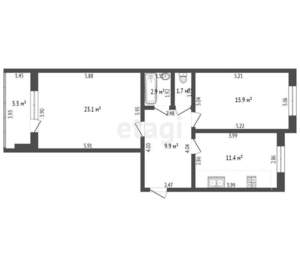 2-к квартира, вторичка, 65м2, 2/3 этаж
