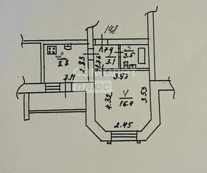 1-к квартира, вторичка, 34м2, 7/9 этаж